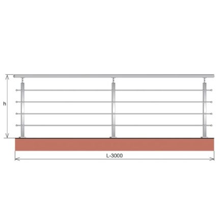 Edelstahl Gurtgeländer 40 x 40 mm Set 3 m Bodenbefestigung