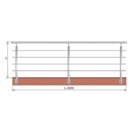 Edelstahl Gurtgeländer 40 x 40 mm Set 3 m seitliche Befestigung